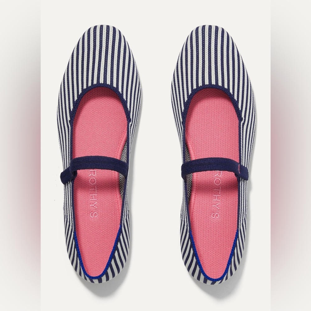 Rothy’s White & Black Pinstripe Flats - Size 11